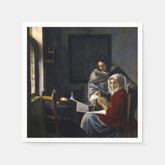 Guardanapo De Papel Johannes Vermeer - Rapariga Interrompida em Sua Mú (Frente)