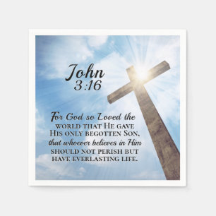Guardanapo De Papel John 3:16 Deus tão adorou a Cruz Mundial de Madeir
