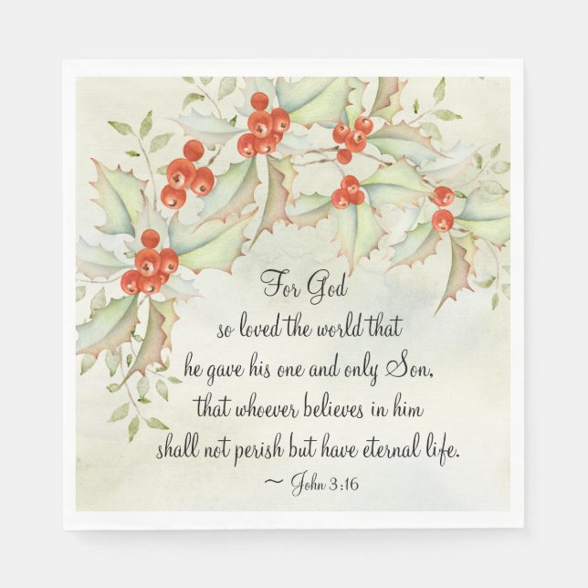 Guardanapo De Papel John 3:16 Deus tão amado pelo mundo, Natal (Frente)