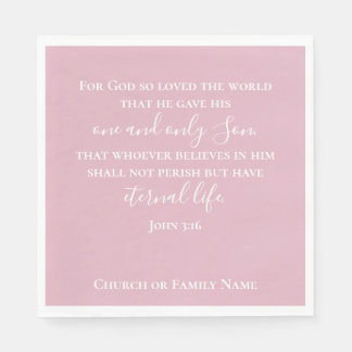 Guardanapo De Papel John 3:16 | Páscoa Cristã Rosa de Texto Personaliz