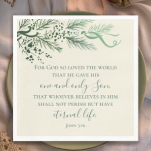 Guardanapo De Papel John 3:16 Sábado Moderno Personalizado Natal Verde