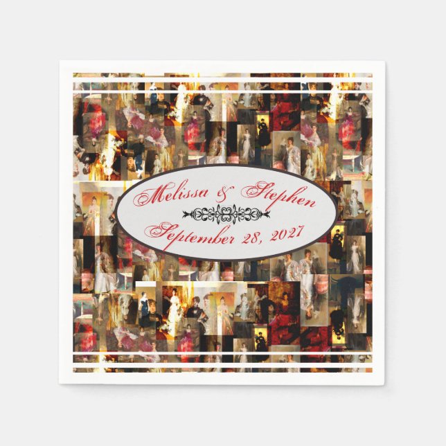 Guardanapo De Papel John Singer Sargent Elegante Lady Portrait Collage (Frente)