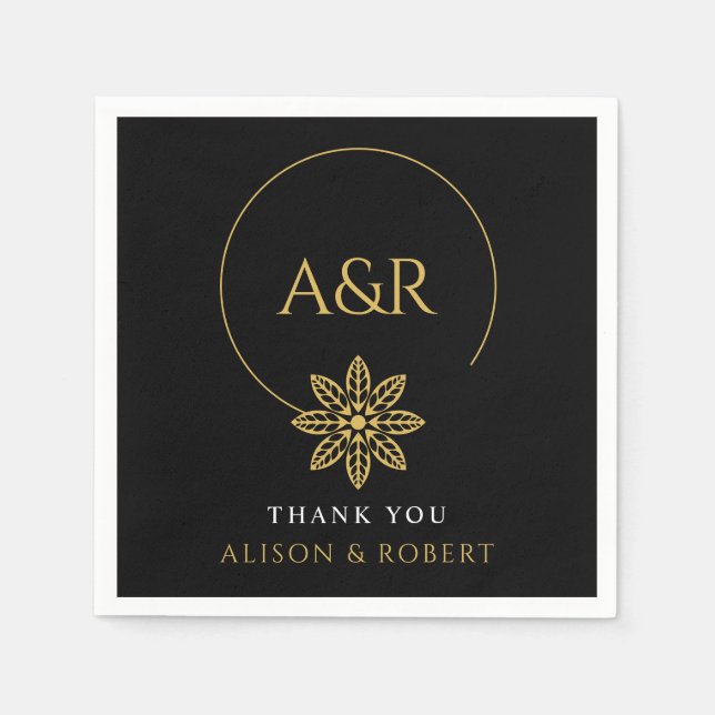 Guardanapo De Papel Joias elegantes, casamento entre quadros e iniciai (Frente)