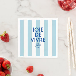 Guardanapo De Papel Joie De Vivre Nice Blue Cabana Stripe Francês