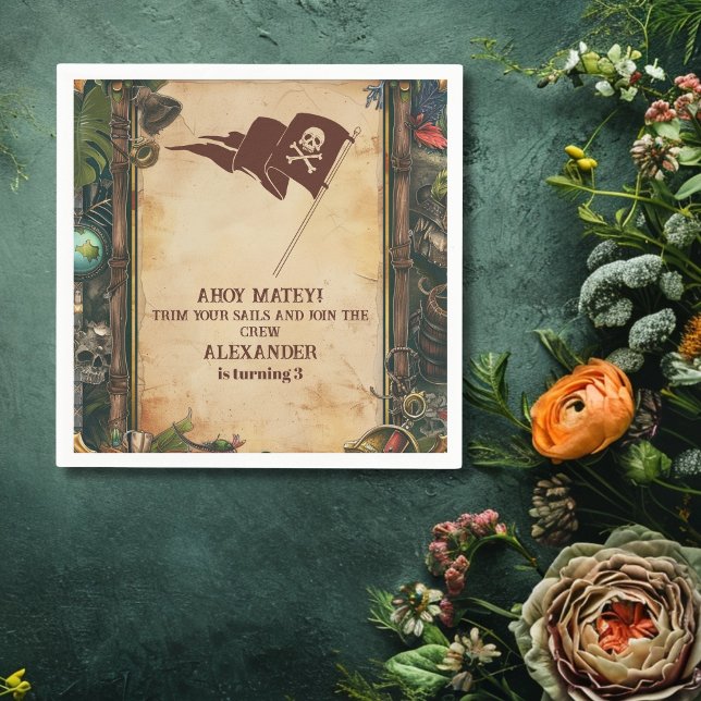 Guardanapo De Papel Jolly Roger Pirate Festa de aniversário (Criador carregado)