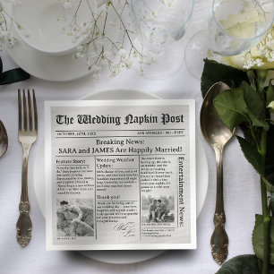 Guardanapo De Papel Jornal Único Fatos Fatos Fotos Casamento Napkins