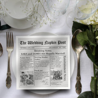 Guardanapo De Papel Jornal Único Fatos Fatos Fotos Casamento Napkins