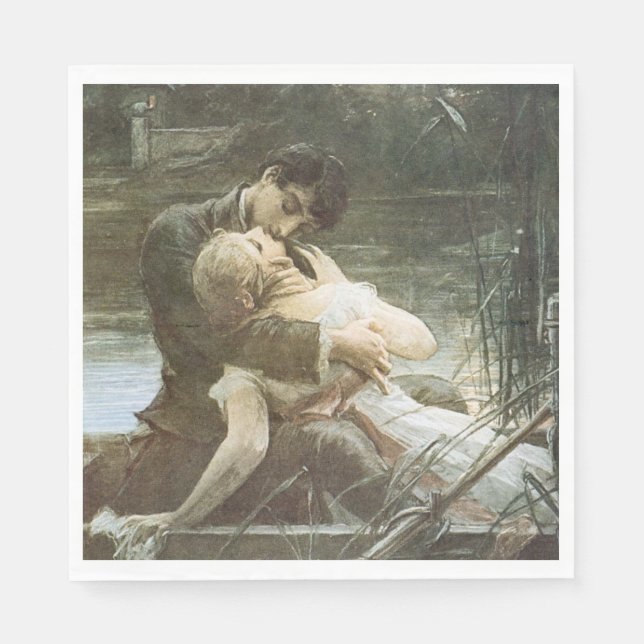 Guardanapo De Papel Jovem Casal Apaixonado (Festa de casamento) (Beijo (Frente)