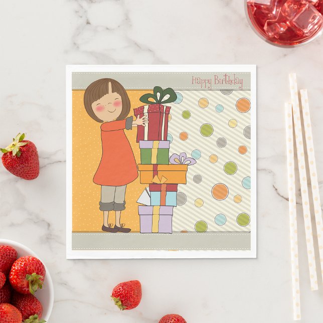 Guardanapo De Papel Jovem Menina Feliz Aniversário (Criador carregado)