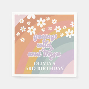 Guardanapo De Papel Jovem Selvagem e Três Retro Rainbow Napkins