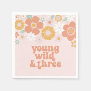 Guardanapo De Papel Jovem Selvagem Três Retro Aniversário Floral