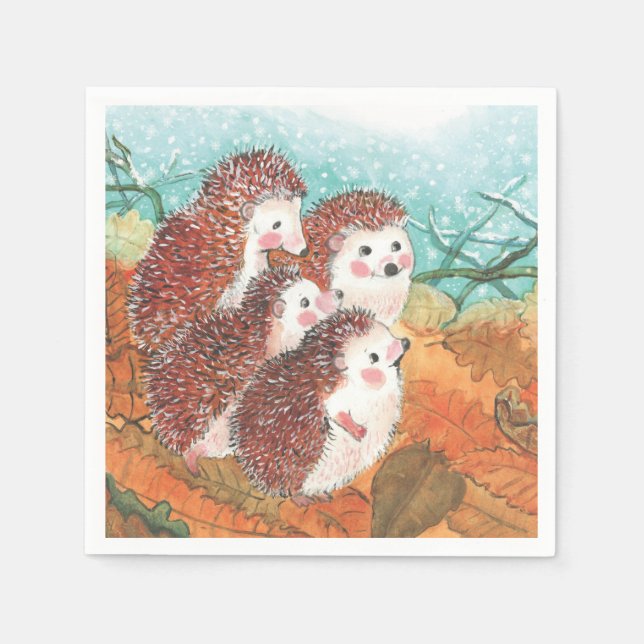 Guardanapo De Papel Jovens Hedgehogs (Frente)