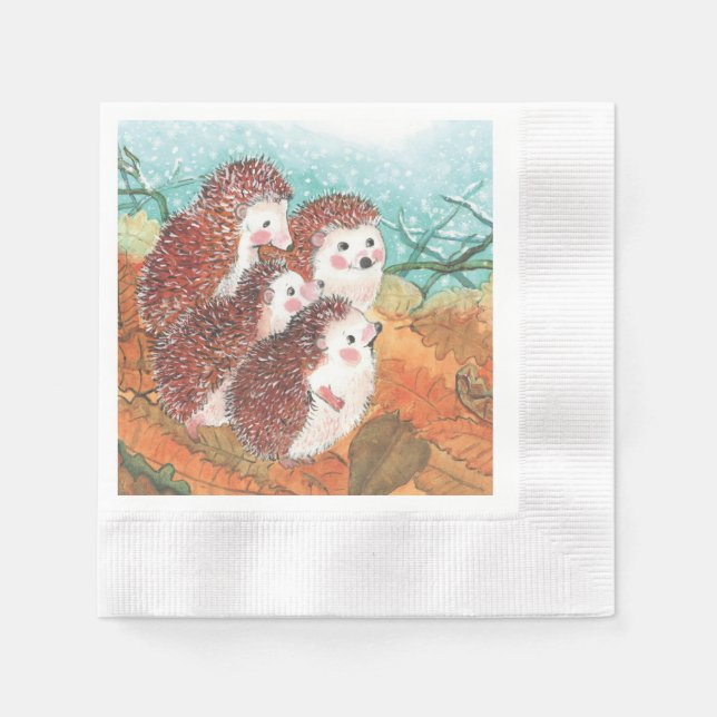 Guardanapo De Papel Jovens Hedgehogs (Frente)