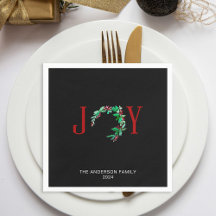 Joy Christmas Wreath Holiday Watercolor Minimalist