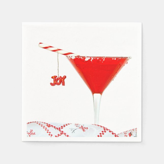 Guardanapo De Papel Joy Cocktail de Natal com Candy Cane (Frente)