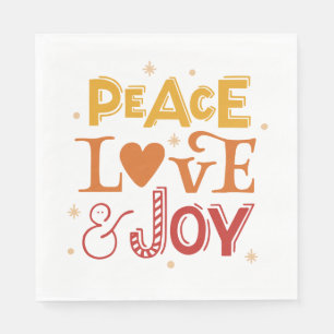 Guardanapo De Papel Joy do Amor pela Paz. Letra vermelha de Natal