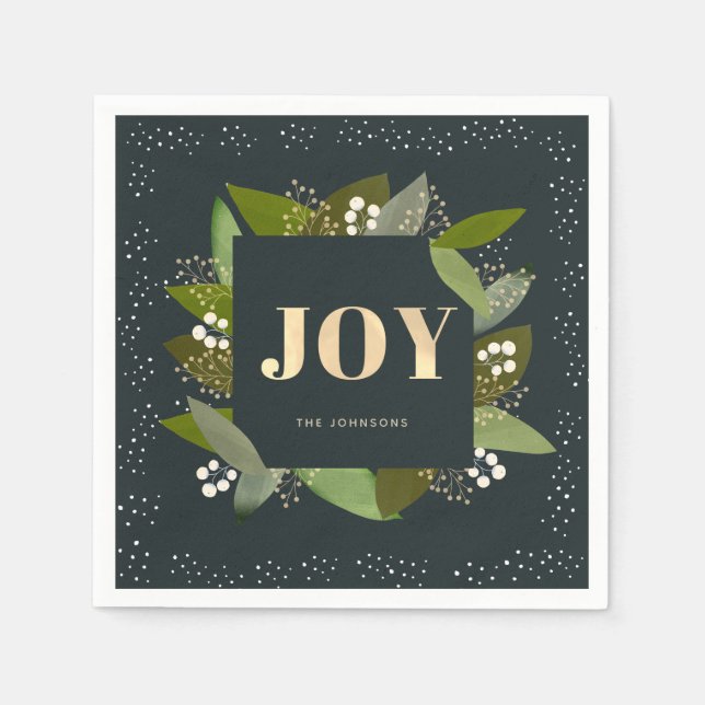 Guardanapo De Papel JOY Holiday Foliages Marinho Blue Paper Napkins (Frente)