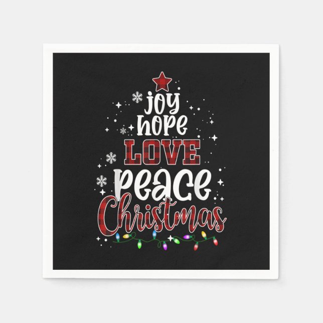 Guardanapo De Papel Joy Hope Love Peace Christmas Buffalo Plaid Christ (Frente)