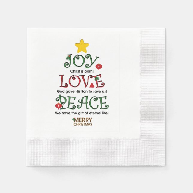 Guardanapo De Papel Joy Love Peace cunhou Cocktail Paper Napkin (Frente)