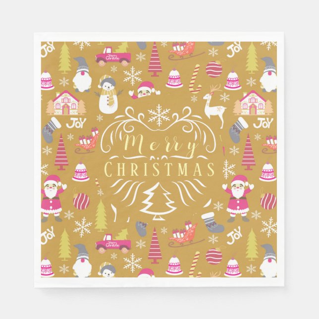 Guardanapo De Papel Joy Natal Dourado (Frente)