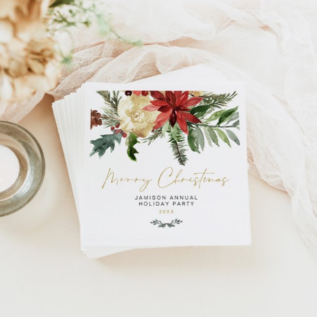 Guardanapo De Papel JOY Red Poinsettia Natal Decência (Criador carregado)