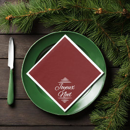 Guardanapo De Papel Joyeux Noel - branco burgundy