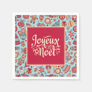 Guardanapo De Papel Joyeux Noel Feliz Padrão francês de Natal