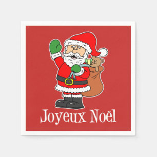 Guardanapo De Papel Joyeux Noel Papais noeis Natal francês (ON RED)