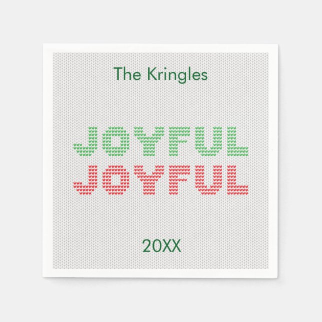 Guardanapo De Papel Joyful Typografia Christmas Sweater (Frente)