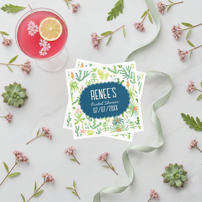 Guardanapo De Papel Jungle Garden Watercolor Custom BRIDAL SHOWER (Jungle Garden Watercolor hand-painted floral botanical Custom BRIDAL SHOWER Napkins
)