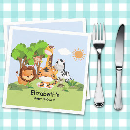 Guardanapo De Papel Jungle Safari Animals Baby Shower Boy