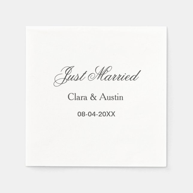Guardanapo De Papel Just Married add couple name date year wedding sim (Frente)