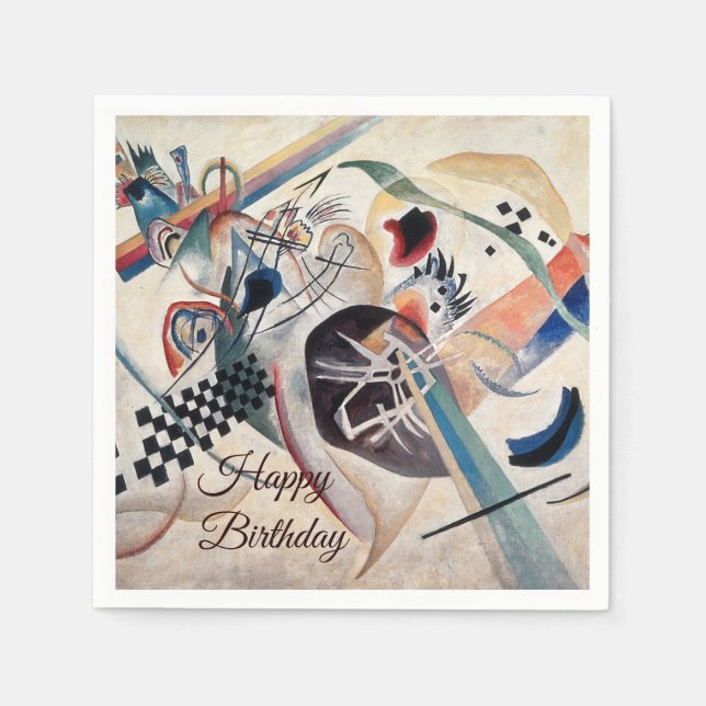 Guardanapo De Papel Kandinsky Abstrato Art Happy Birday (Frente)
