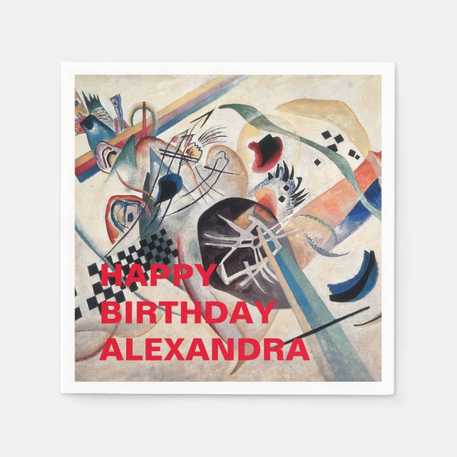 Guardanapo De Papel Kandinsky Abstrato Happy Birthday (Frente)