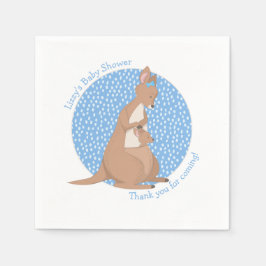 Guardanapo De Papel Kangaroo Joey Baby Boy Blue e Brown Chá