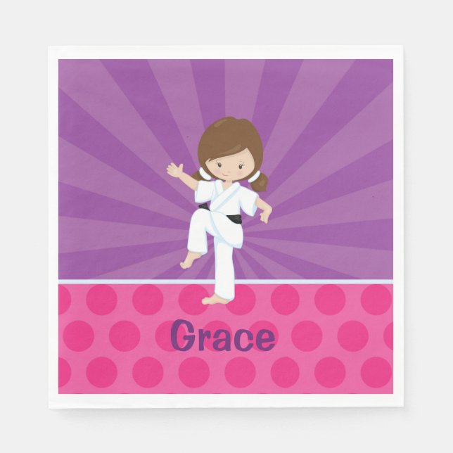 Guardanapo De Papel Karate Kid Girl Rays Napkin Brown (Frente)