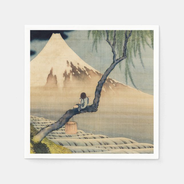 Guardanapo De Papel Katsushika Hokusai - Menino Vivendo o Monte Fuji (Frente)