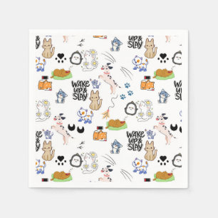 Guardanapo De Papel Kawai Pet Lover - Padrão sem costura
