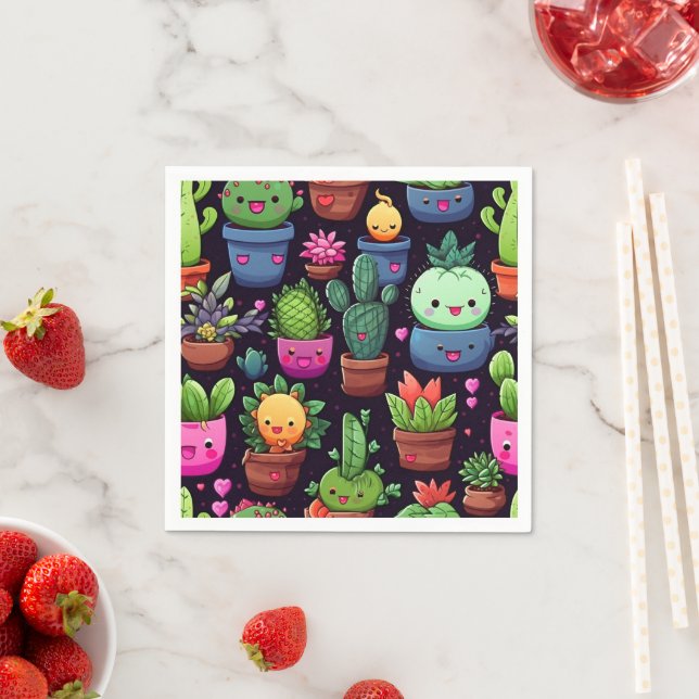 Guardanapo De Papel Kawaii Cactus Paper Napkins (Insitu)
