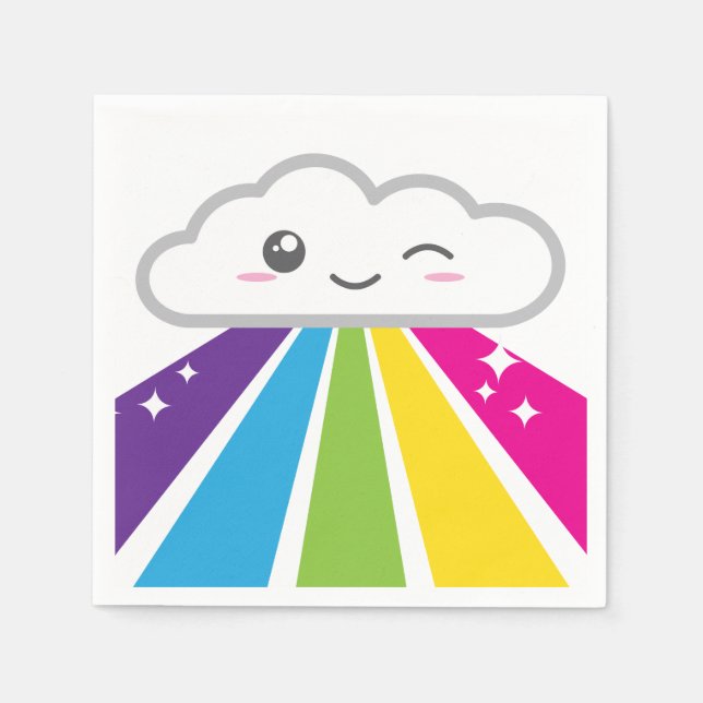 Guardanapo De Papel Kawaii Cloud e Rainbow Napkins (Frente)