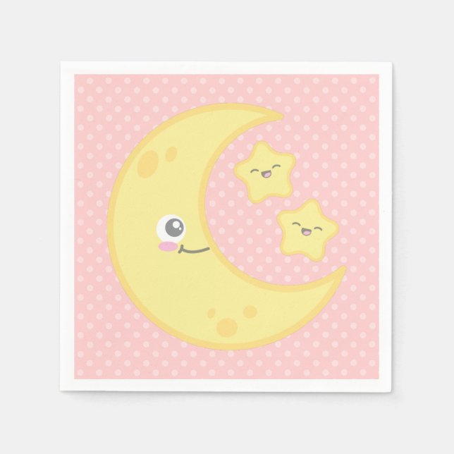 Guardanapo De Papel Kawaii Moon e Stars Napkins (Frente)