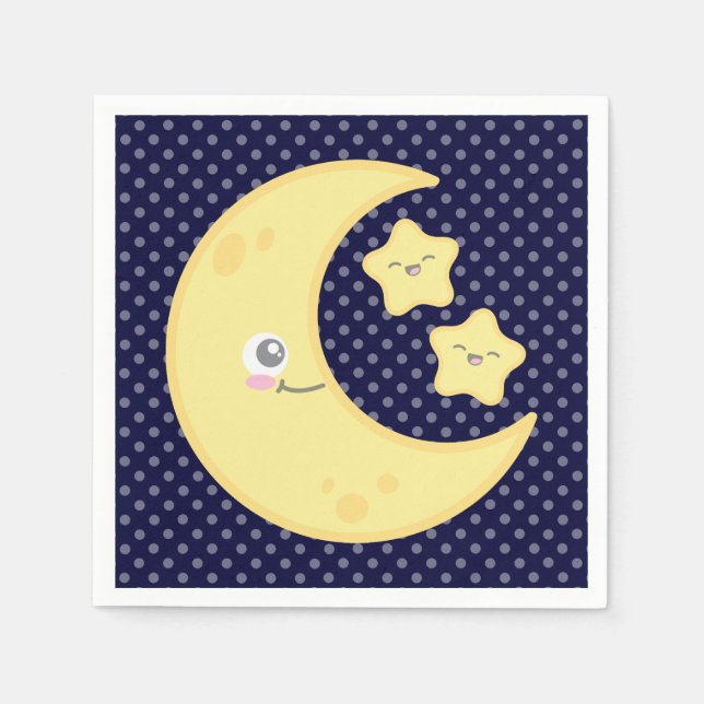 Guardanapo De Papel Kawaii Moon e Stars Napkins (Frente)