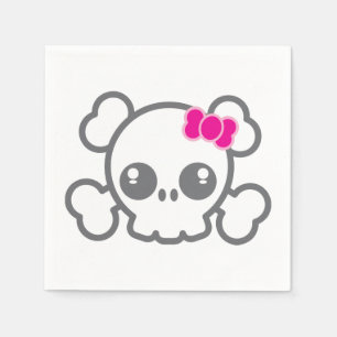 Guardanapo De Papel Kawaii Pink Ribbon Skull Napkins
