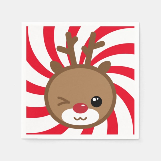 Guardanapo De Papel Kawaii Reindeer Paper Napkins (Frente)