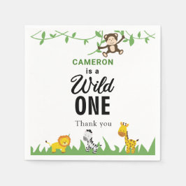 Guardanapo De Papel Kawaii Selvagem Um Aniversário Selva Safari