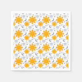 Guardanapo De Papel Kawaii Suns, Luas e Nuvens