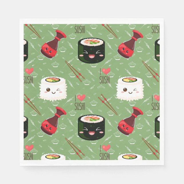 Guardanapo De Papel Kawaii Sushi Pattern (Frente)