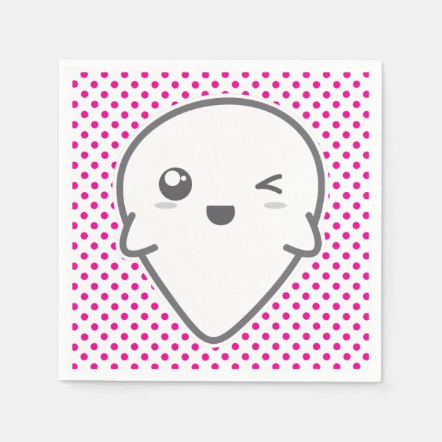 Guardanapo De Papel Kawaii Winking Ghost Napkins (Frente)