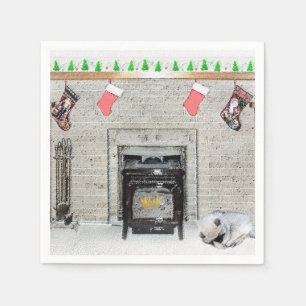 Guardanapo De Papel Keeshond Christmas Puppy Dog by Lareira Painting