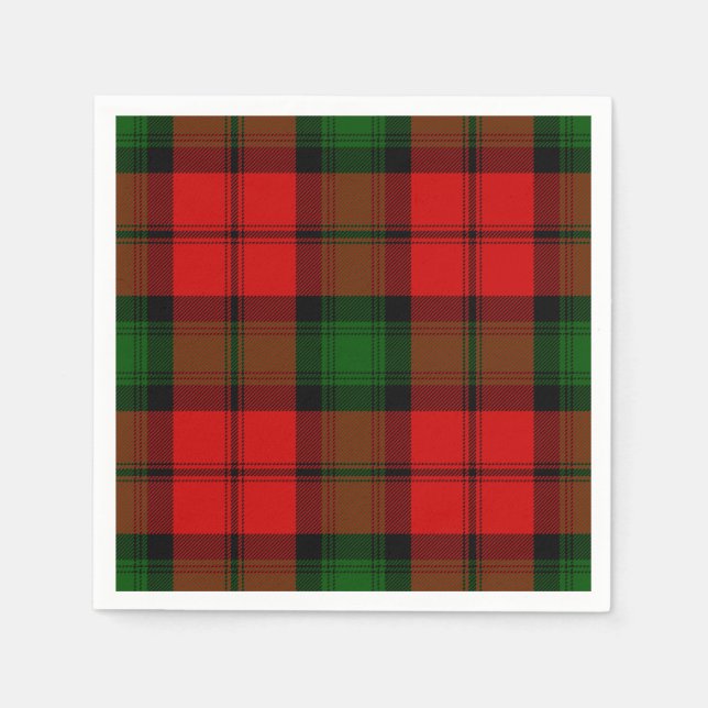 Guardanapo De Papel Kerr tartan green xadrez vermelha (Frente)